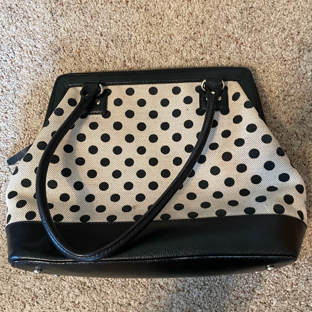 Kate Spade Ashlyn Belltown Black and White Polka Dot Satchel - Picture 2 of 3